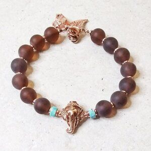 Calling all Elephant Lovers! Chunky Beaded Bracelet! RoseGold/Copper Tuskers